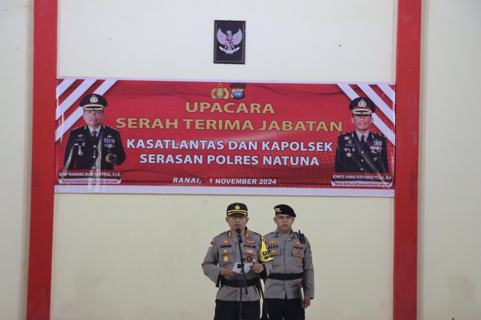 Kapolres Natuna Pimpin Sertijab Kasat Lantas dan Kapolsek Serasan, Segera Menyesuaikan Wujudkan Pilkada Aman dan Sejuk