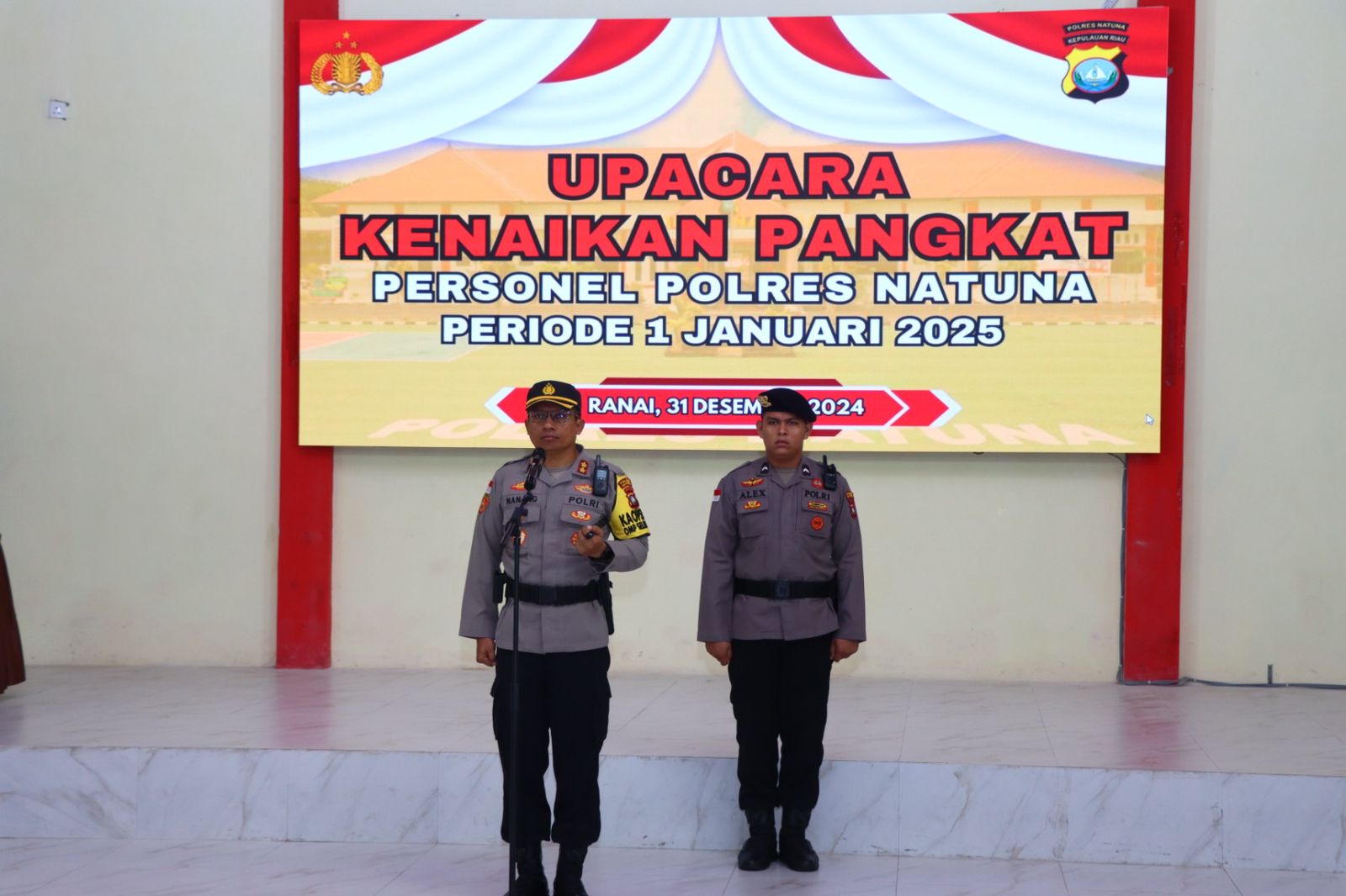 Kapolres Natuna Pimpin Upacara Kenaikan Pangkat 2 Perwira Pertama dan 36 Bintara
